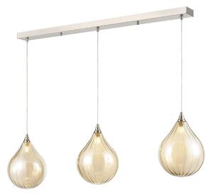Franklite Perry 3 Light Bar Ceiling Pendant Light With Amber Glasses FL2452-3-360