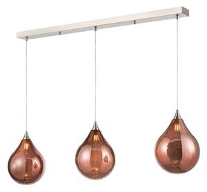 Franklite Perry 3 Light Bar Ceiling Pendant Light With Copper Glasses FL2452-3-361