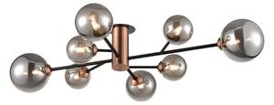 Franklite Solstice 8 Light Semi Flush Ceiling Light In Black And Copper With Smoked Glasses FL2442-8
