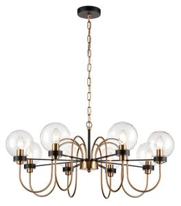Franklite FL2440-8 Equinox 8 Light Ceiling Pendant Light In Matt Black And Antique Gold Finish
