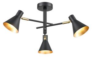 Franklite FL2444-3 Skoop 3 Light Flush Ceiling Spotlight In Black And Gold Finish