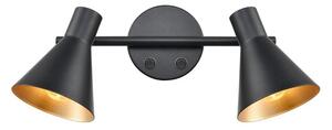 Franklite FL2444-2 Skoop 2 Light Wall Light In Black And Gold Finish