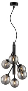 Luna 6 Light Ceiling Pendant Light In Black Finish With Smoked Glass F2439-6