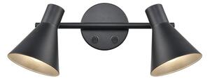 Franklite FL2443-2 Skoop 2 Light Wall Light In Black And Silver Finish