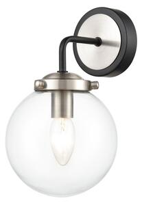 Stone 1 Light Wall Light In Black And Nickel With Clear Glass F2437-1