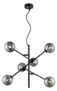 Luna 6 Light Ceiling Pendant Light In Black Finish With Smoked Glass F2438-6