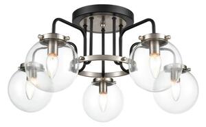 Stone 5 Light Flush Ceiling Light In Black And Nickel With Clear Glass F2437-5