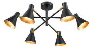 Franklite Skoop 6 Light Flush Ceiling Spotlight In Black And Gold Finish FL2444-6
