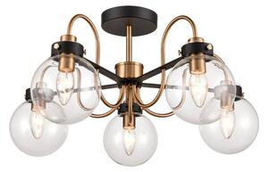 Franklite FL2441-5 Equinox 5 Light Semi Flush Ceiling Light In Matt Black And Antique Gold Finish