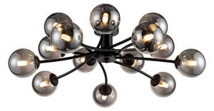 Luna 14 Light Semi Flush Ceiling Light In Black Finish With Smoked Glass F2438-14