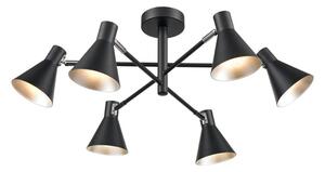 Franklite Skoop 6 Light Flush Ceiling Spotlight In Black And Silver Finish FL2443-6