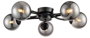 Luna 5 Light Semi Flush Ceiling Light In Black Finish With Smoked Glass F2438-5