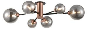 Franklite Solstice 6 Light Semi Flush Ceiling Light In Black And Copper With Smoked Glasses FL2442-6