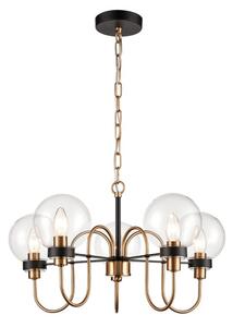 Franklite FL2440-5 Equinox 5 Light Ceiling Pendant Light In Matt Black And Antique Gold Finish