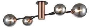 Franklite Solstice 4 Light Semi Flush Ceiling Light In Black And Copper With Smoked Glasses FL2442-4