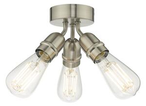 Dar Wisebuys Yao 3 Light Flush Ceiling Light In Satin Nickel Finish