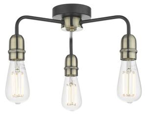 Dar Wisebuys Kiefer 3 Light Flush Ceiling Light In Black And Antique Brass Finish