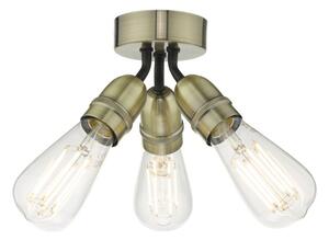 Dar Wisebuys Yao 3 Light Ceiling Flush Light In Antique Brass Finish