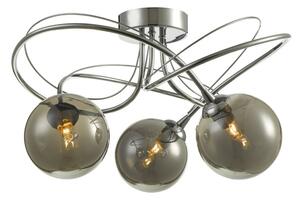 Dar Wisebuys Onawa 3 Light Semi Flush Ceiling Light In Polished Chrome With Smoked Glass