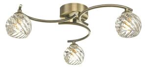 Dar Wisebuys Nakita 3 Light Semi Flush Ceiling Light In Antique Brass With Twisted Glass