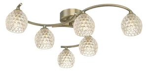 Dar Wisebuys Nakita 6 Light Semi Flush Ceiling Light In Antique Brass With Dimpled Glass