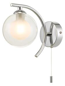 Dar Wisebuys Nakita Wall Light In Polished Chrome Finish With Double Glass Shade