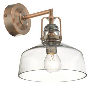 Dar Wisebuys Miles Wall Light In Antique Copper And Smoked Glass Shade