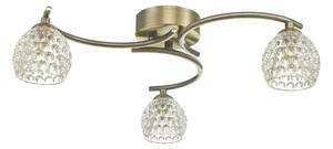 Dar Wisebuys Nakita 3 Light Semi Flush Ceiling Light In Antique Brass With Dimpled Glass