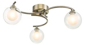 Dar Wisebuys Nakita 3 Light Semi Flush Ceiling Light In Antique Brass With Double Glass