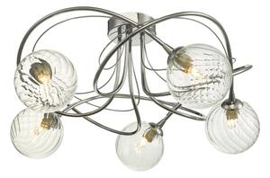 Dar Wisebuys Onawa 5 Light Semi Flush Ceiling Light In Polished Chrome With Twisted Glass