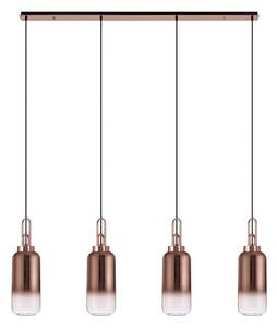 Glenn 4 Light Linear Ceiling Pendant Light In Copper With Copper And Clear Glass 