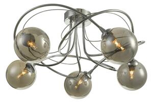 Dar Wisebuys Onawa 5 Light Semi Flush Ceiling Light In Polished Chrome With Smoked Glass