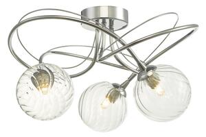 Dar Wisebuys Onawa 3 Light Semi Flush Ceiling Light In Polished Chrome With Twisted Glass