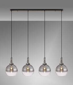 Glenn 4 Light Globe Linear Pendant In Black Chrome With Smoked And Clear Glass 