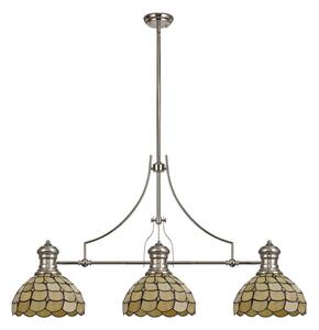 Albany, Origin 3 Light Fixed Pendant 30cm Tiffany in a Polished Nickel/Beige Finish