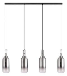 Glenn 4 Light Linear Ceiling Pendant Light In Polished Nickel With Smoked And Clear Glass 