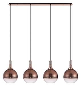 Glenn 4 Light Globe Linear Pendant In Copper With Copper And Clear Glass