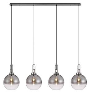 Glenn 4 Light Globe Linear Pendant In Polished Nickel With Smoked And Clear Glass 