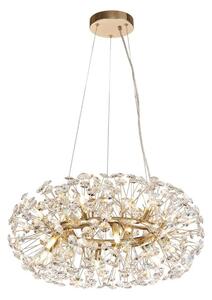 Fusion 12 Light Crystal Ceiling Pendant Light In French Gold Finish