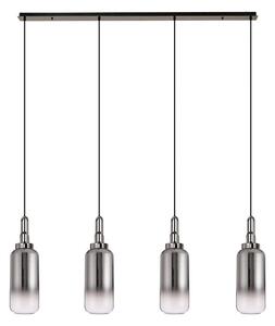 Glenn 4 Light Linear Ceiling Pendant Light in a Black Chrome With Smoked Glass