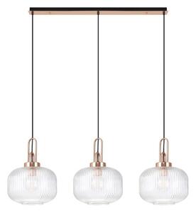 Glenn 3 Light Pumpkin Linear Pendant in a Copper With Clear Glass