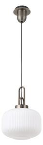 Glenn 1 Light Pumpkin Ceiling Pendant in Antique Silver With Opal Glass