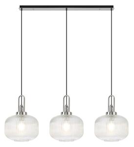 Glenn 3 Light Pumpkin Linear Pendant in Polished Nickel With Clear Glass