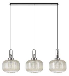 Glenn 3 Light Pumpkin Linear Pendant in Polished Nickel With Champagne Glass