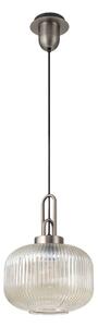 Glenn 1 Light Pumpkin Ceiling Pendant in Antique Silver With Champagne Glass