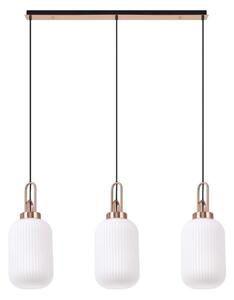 Glenn 3 Light Tubular Linear Pendant in Copper With Opal Ribbed Glass