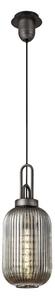 Glenn 1 Light Tubular Ceiling Pendant in Aged Pewter With Smoked Glass