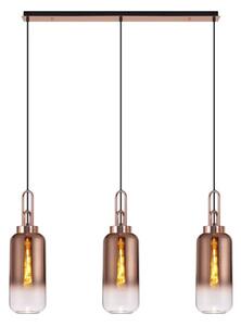 Glenn 3 Light Linear Ceiling Pendant In Copper With Copper And Clear Glass
