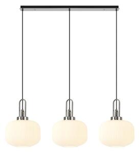 Glenn 3 Light Pumpkin Linear Pendant in Polished Nickel With Opal Glass