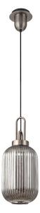 Glenn 1 Light Tubular Ceiling Pendant in Antique Silver With Smoked Glass